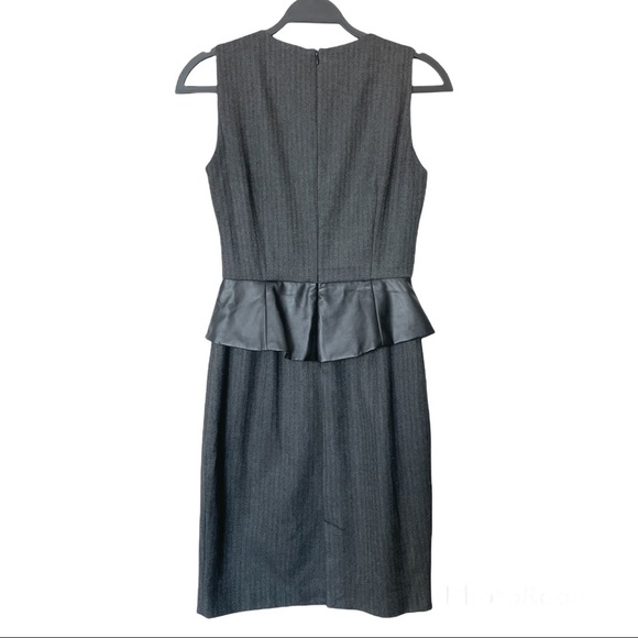 Zara Basic Sleeveless Faux Leather Peplum Herringbone Gray Career Dress Size XS - Picture 6 of 11